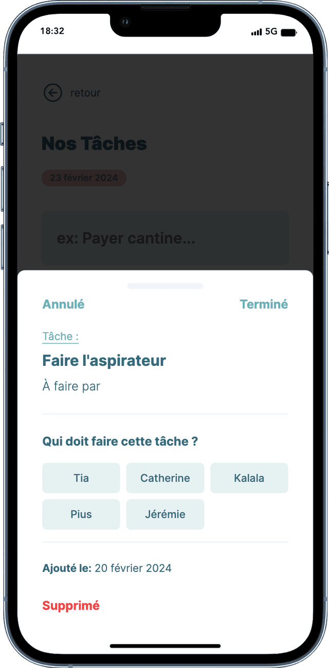 Famyloo application solution de gestion familiale page de getsion de tâches d'une application de gestion familiale