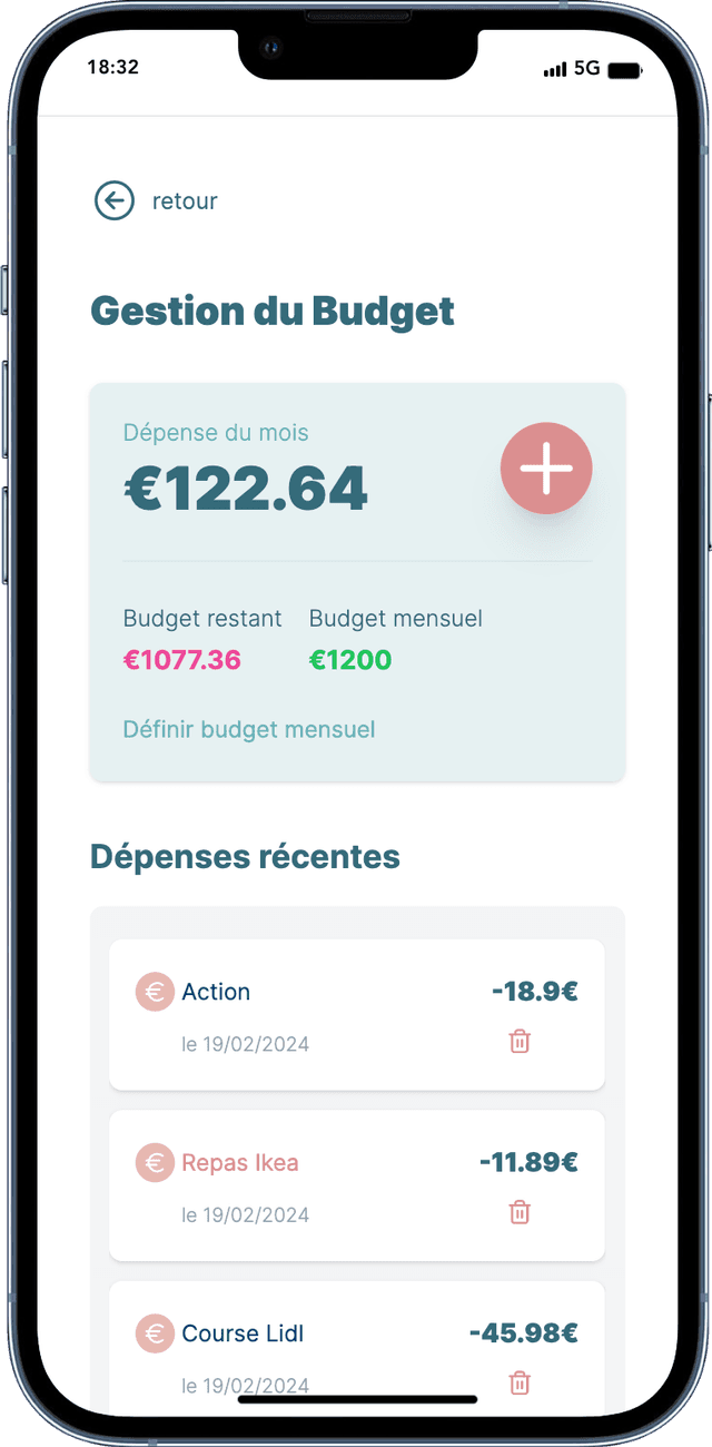 Famyloo application solution de gestion familiale page de gestion de budget d'une application de gestion familiale